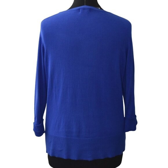 Premise Studio Cardigan Sweater Womens 0X Blue Rose Buttons 3/4 Sleeve - Picture 3 of 9